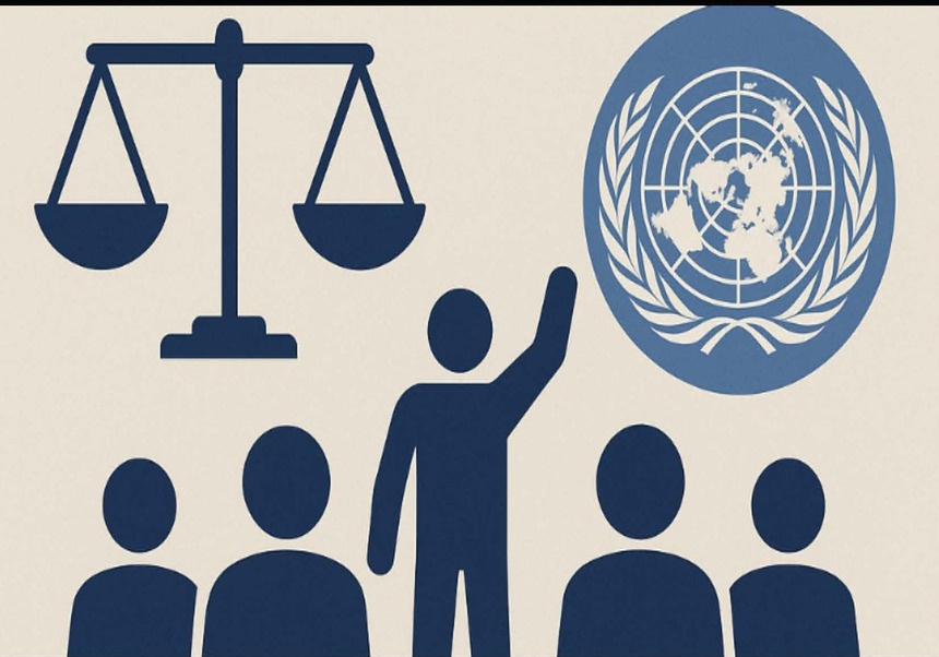 Dibujo personas y balanza justicia
